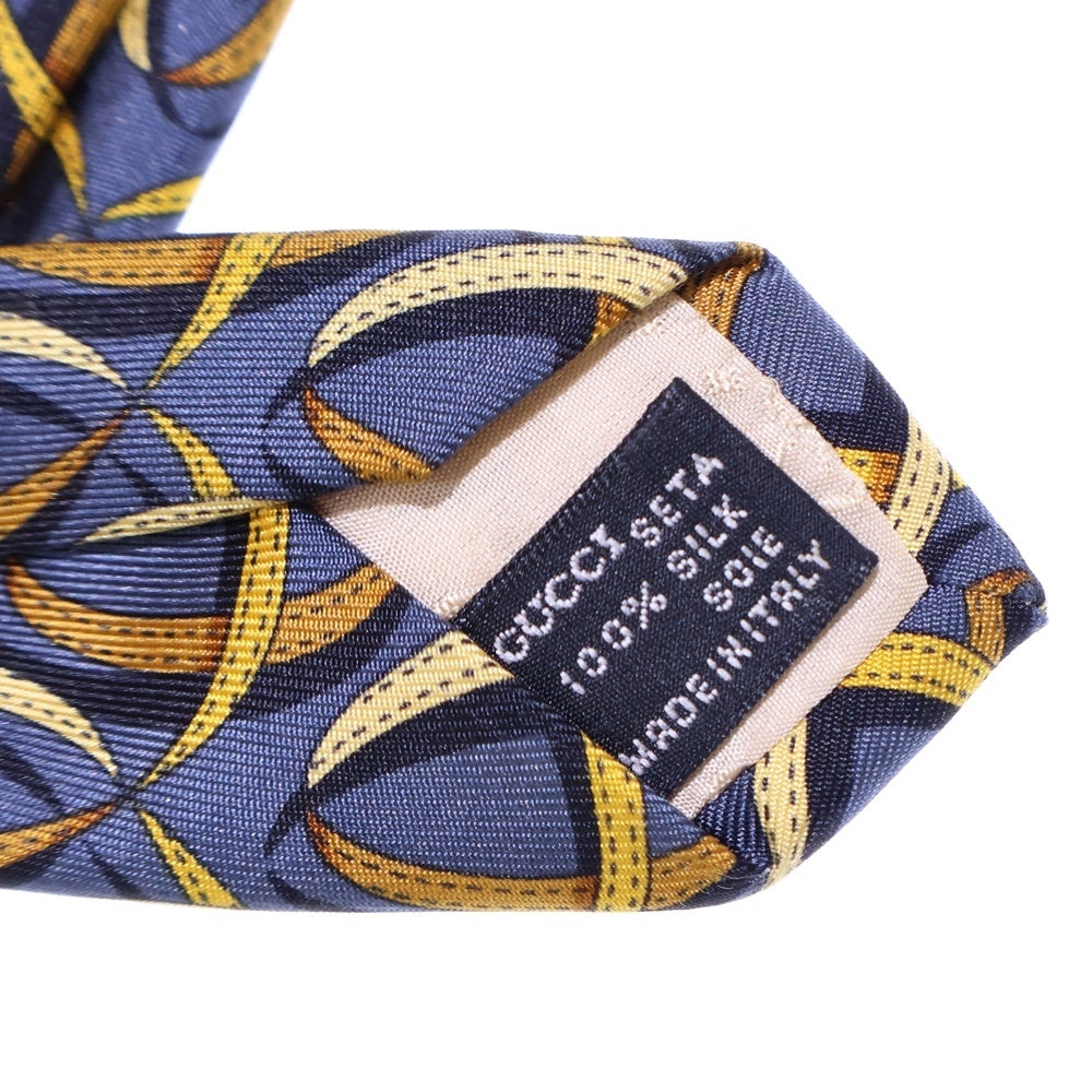 GUCCI(グッチ) 総柄 シルク ネクタイ ネイビー/イエロー