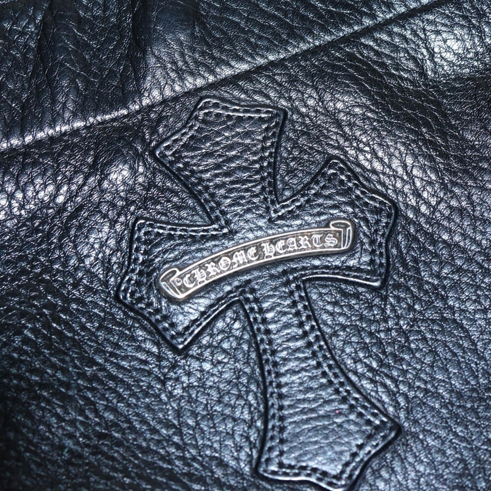 CHROME HEARTS(クロムハーツ) スクロールラベル クロスパッチ付き ミニトートバッグ ブラック/シルバー