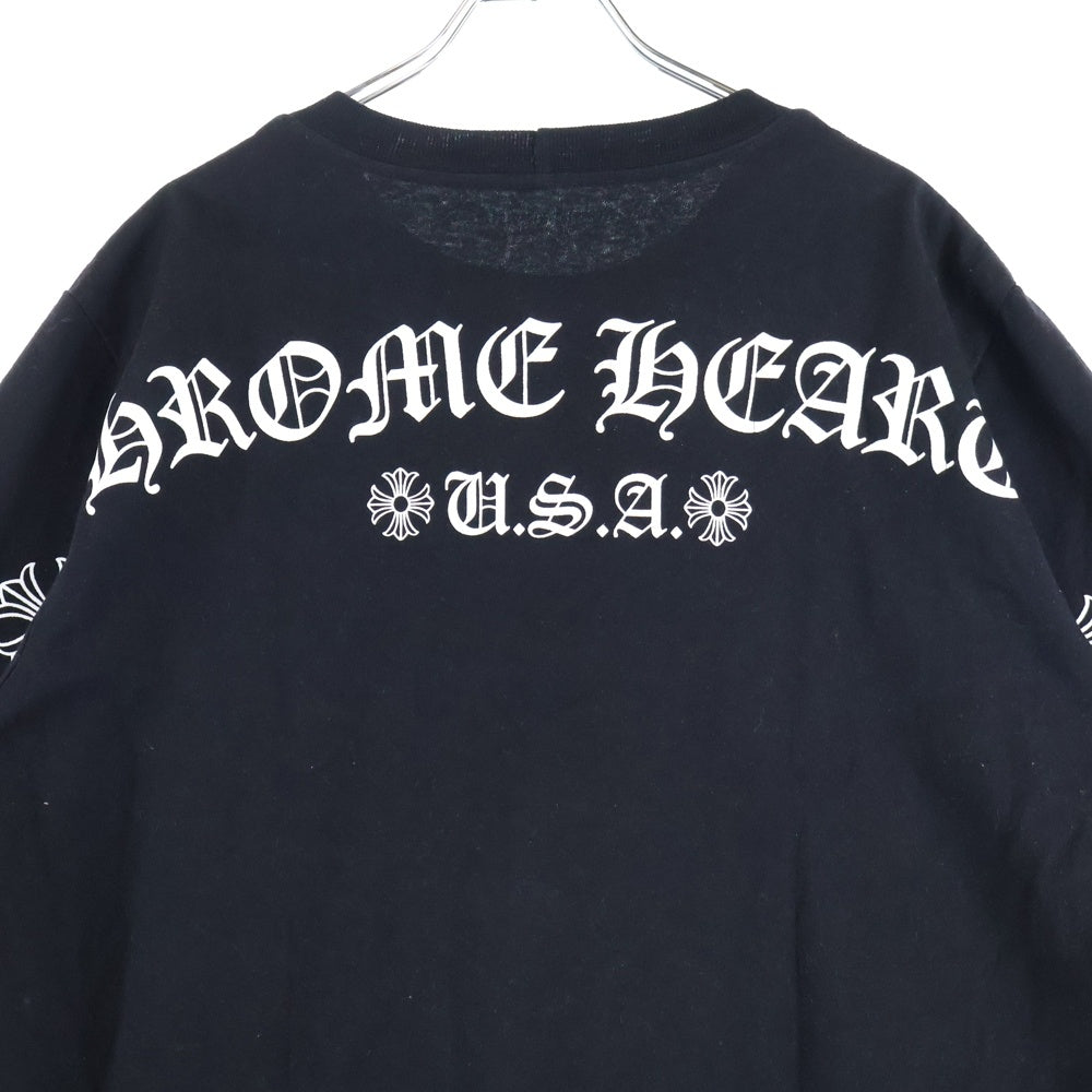 CHROME HEARTS(クロムハーツ) USA LOGO S/S TEE スクロールロゴプリントクルーネック半袖Tシャツ ブラック