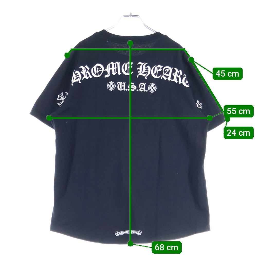 CHROME HEARTS(クロムハーツ) USA LOGO S/S TEE スクロールロゴプリントクルーネック半袖Tシャツ ブラック