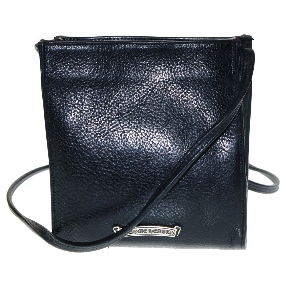 CHROME HEARTS(クロムハーツ) SQ PKT 3CEME CRS スクエアポケット セメタリークロス パッチスエード レザーショルダーバッグ サコッシュ ブラック