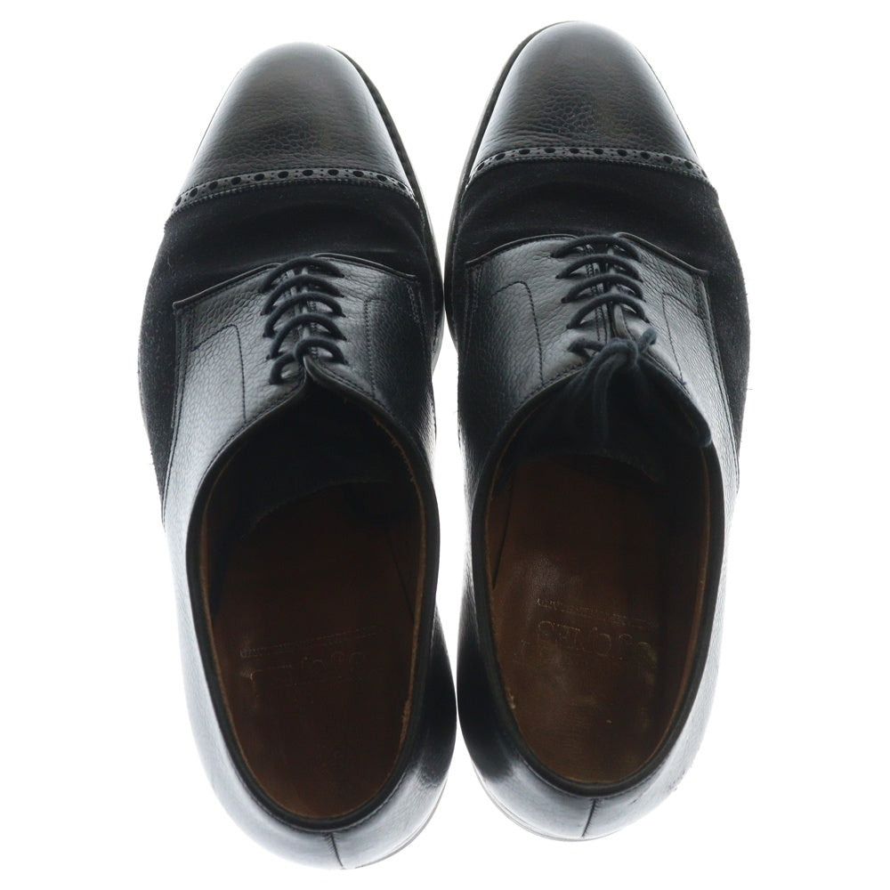 Crockett&Jones(クロケットアンドジョーンズ) スエード切り替え ストレートチップ レザー ダービー シューズ ブラック X45634