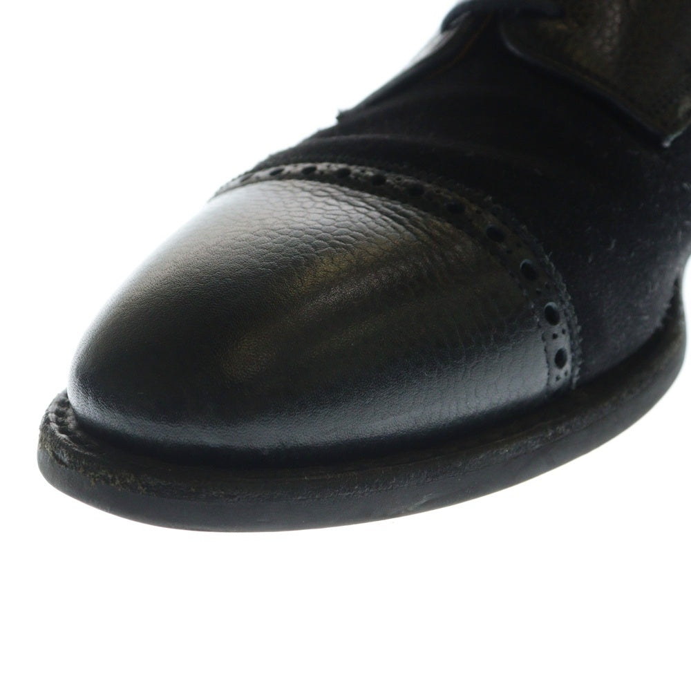 Crockett&Jones(クロケットアンドジョーンズ) スエード切り替え ストレートチップ レザー ダービー シューズ ブラック X45634