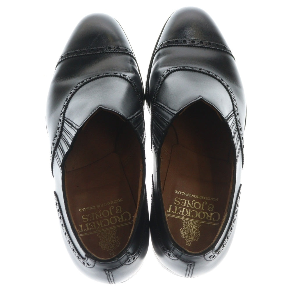 Crockett&Jones(クロケットアンドジョーンズ) ストレートチップ レザー ダービー スリッポン シューズ ブラック MT533001