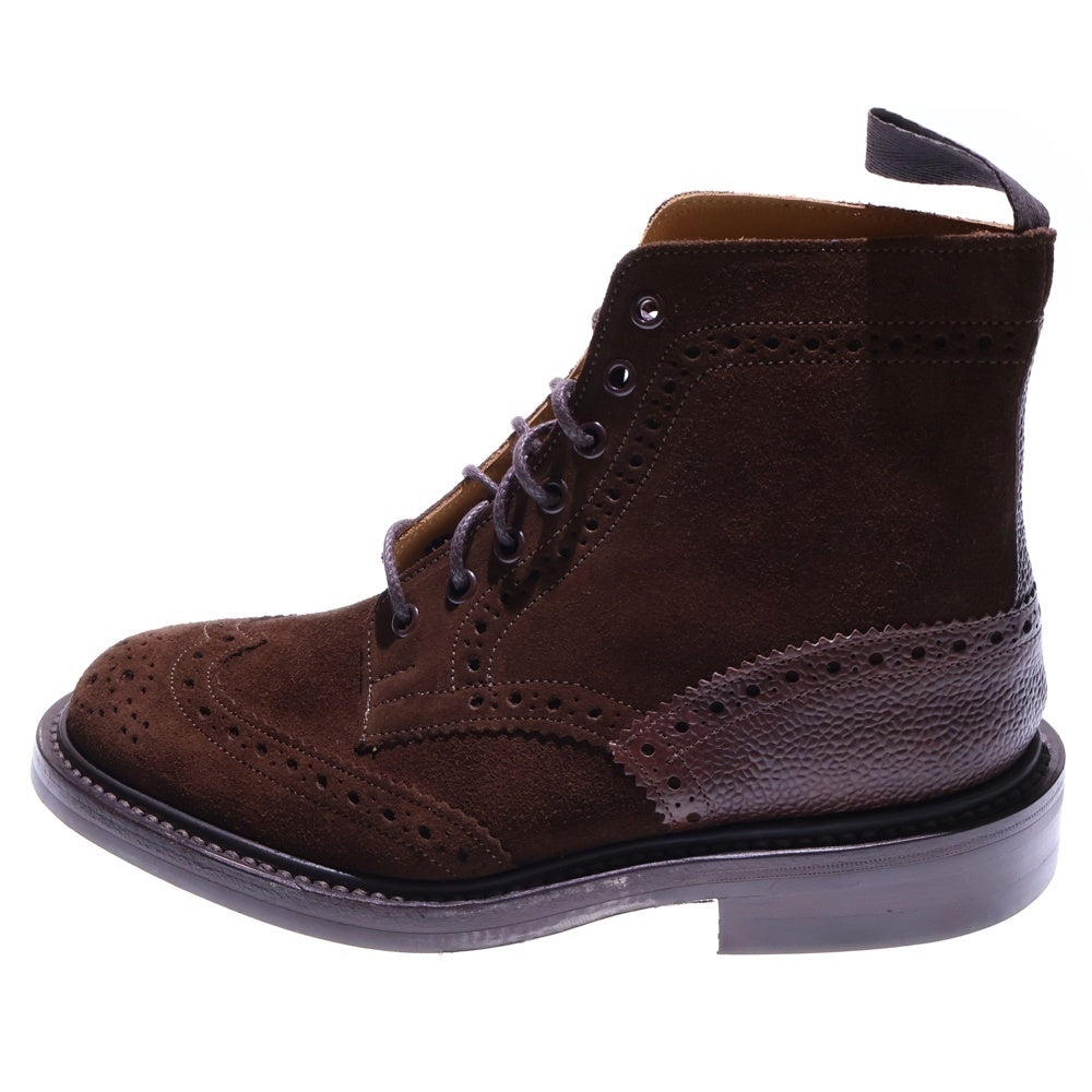 Tricker's(トリッカーズ) MALTON / C-SHADE TAN スエード切り替え ウィングチップ レースアップ レザー ブーツ ブラウン M2508