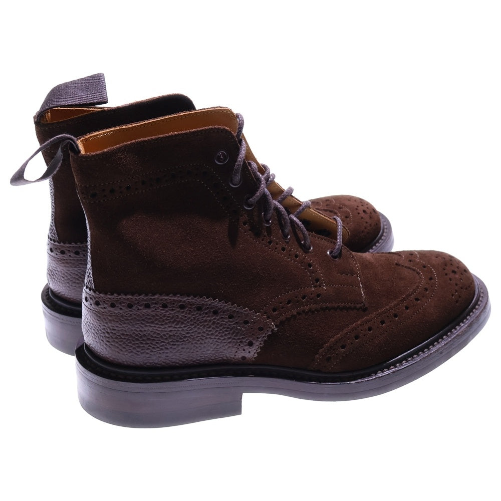 Tricker's(トリッカーズ) MALTON / C-SHADE TAN スエード切り替え ウィングチップ レースアップ レザー ブーツ ブラウン M2508