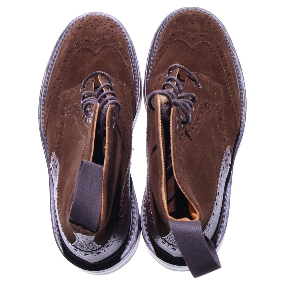 Tricker's(トリッカーズ) MALTON / C-SHADE TAN スエード切り替え ウィングチップ レースアップ レザー ブーツ ブラウン M2508