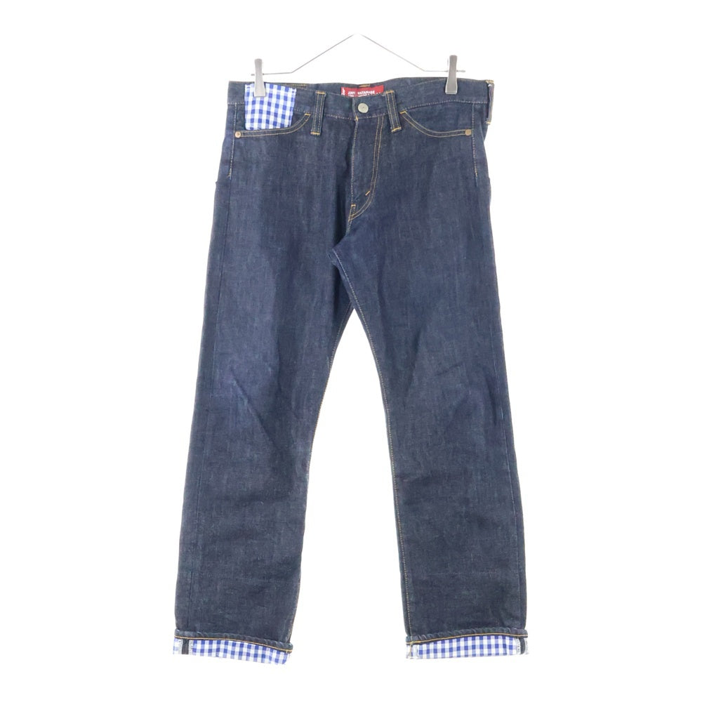 JUNYA WATANABE COMME des GARCONS(ジュンヤワタナベ コムデギャルソン) 10AW AD2010 ×Levi's リーバイス 裏地ギンガムチェック 再構築 デニムパンツ インディゴ WZ-P801