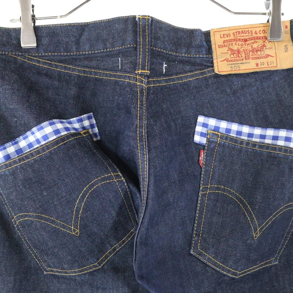 JUNYA WATANABE COMME des GARCONS(ジュンヤワタナベ コムデギャルソン) 10AW AD2010 ×Levi's リーバイス 裏地ギンガムチェック 再構築 デニムパンツ インディゴ WZ-P801