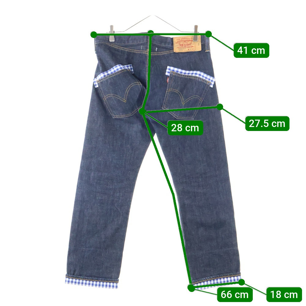 JUNYA WATANABE COMME des GARCONS(ジュンヤワタナベ コムデギャルソン) 10AW AD2010 ×Levi's リーバイス 裏地ギンガムチェック 再構築 デニムパンツ インディゴ WZ-P801