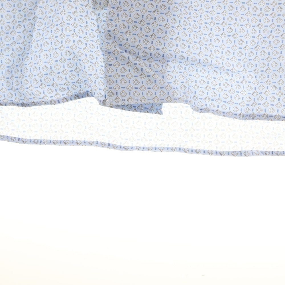 Salvatore Ferragamo(サルヴァトーレ フェラガモ) ロゴ総柄 レギュラーカラー 長袖シャツ ライトブルー