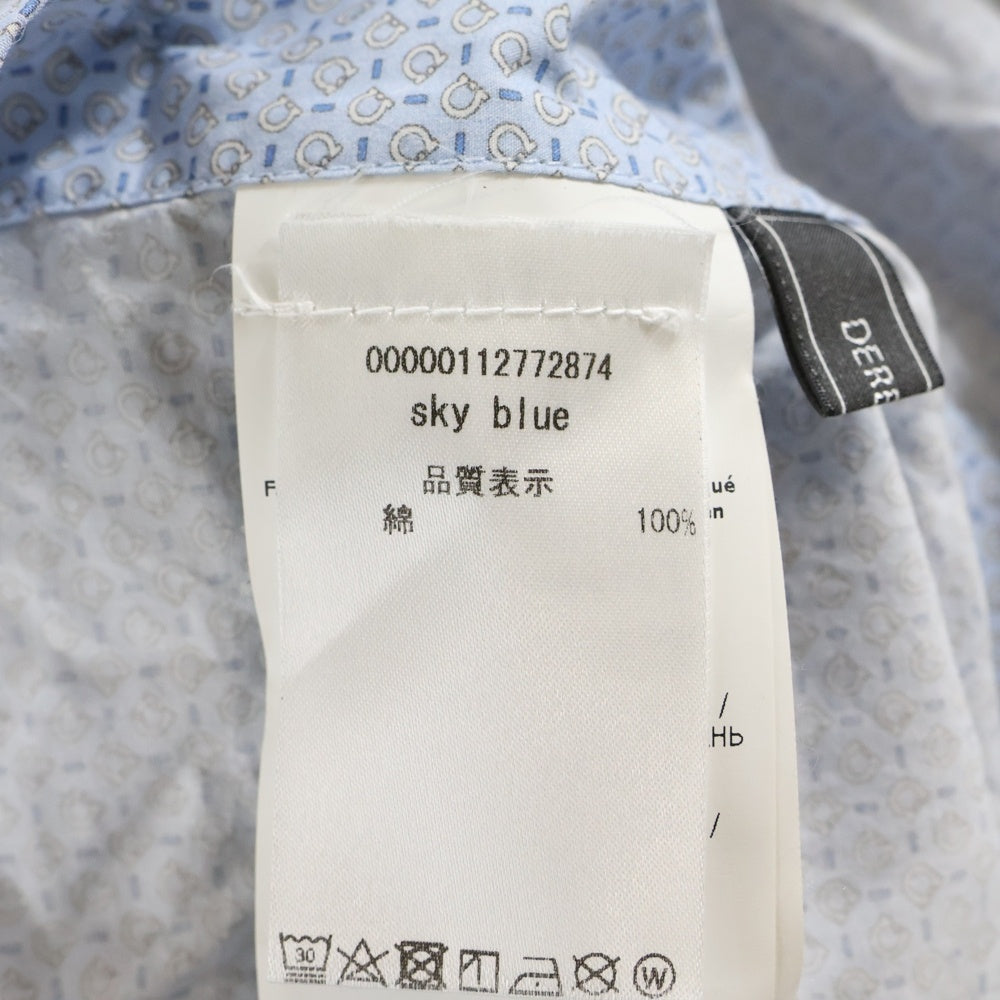 Salvatore Ferragamo(サルヴァトーレ フェラガモ) ロゴ総柄 レギュラーカラー 長袖シャツ ライトブルー