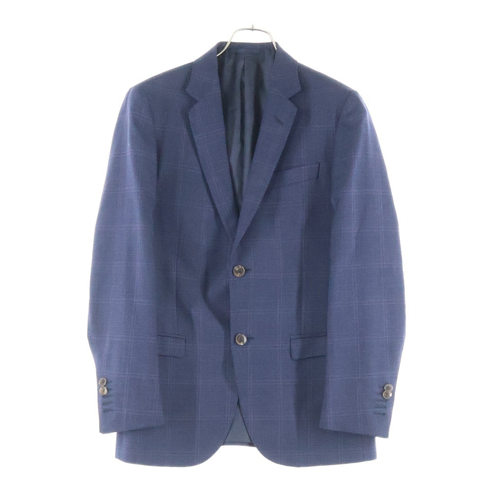 GUCCI(グッチ) チェック ウール 2B シングル テーラードジャケット ネイビー
