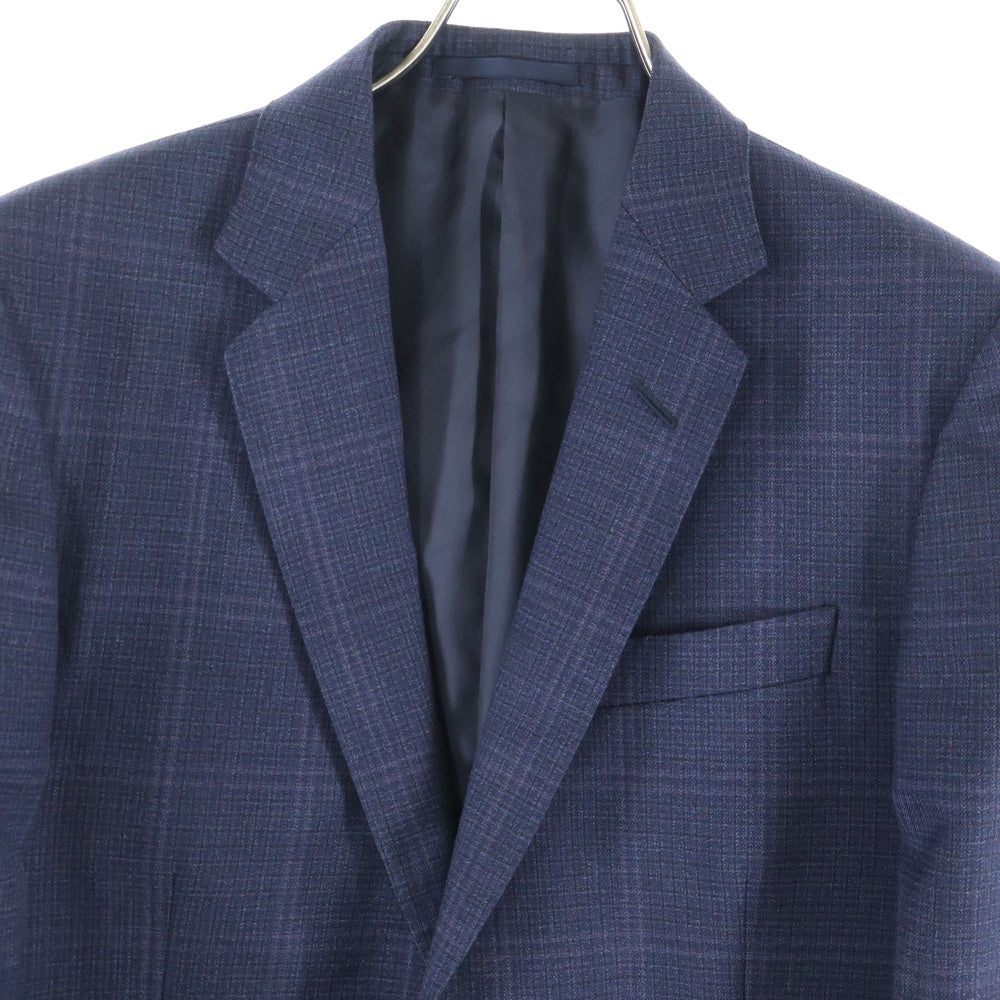 GUCCI(グッチ) チェック ウール 2B シングル テーラードジャケット ネイビー
