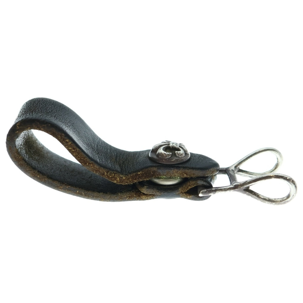 CHROME HEARTS(クロムハーツ) BELT LOOP BSフレアボタンレザーベルトループ シルバー/ブラック BCA401