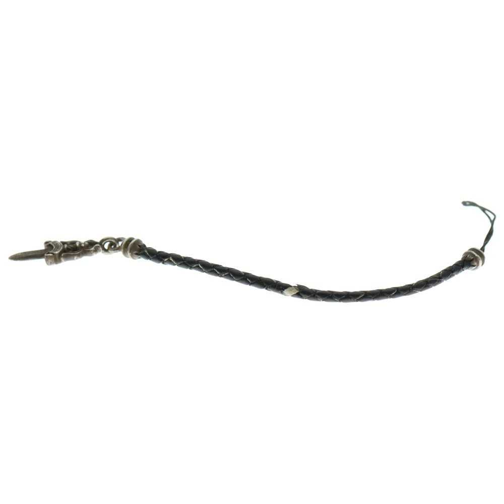 CHROME HEARTS(クロムハーツ) PHNSTRP DAGGER フォンストラップ ダガーチャーム付きレザー携帯ストラップ ブラック/シルバー