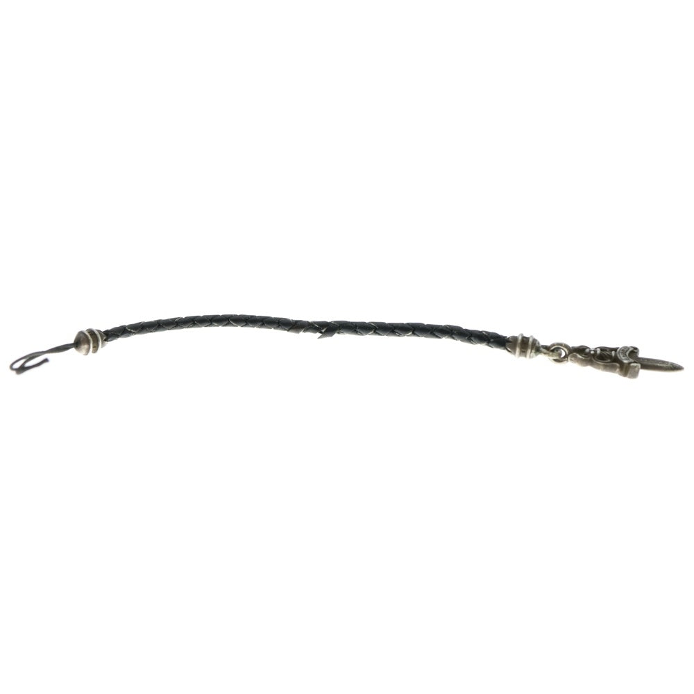 CHROME HEARTS(クロムハーツ) PHNSTRP DAGGER フォンストラップ ダガーチャーム付きレザー携帯ストラップ ブラック/シルバー