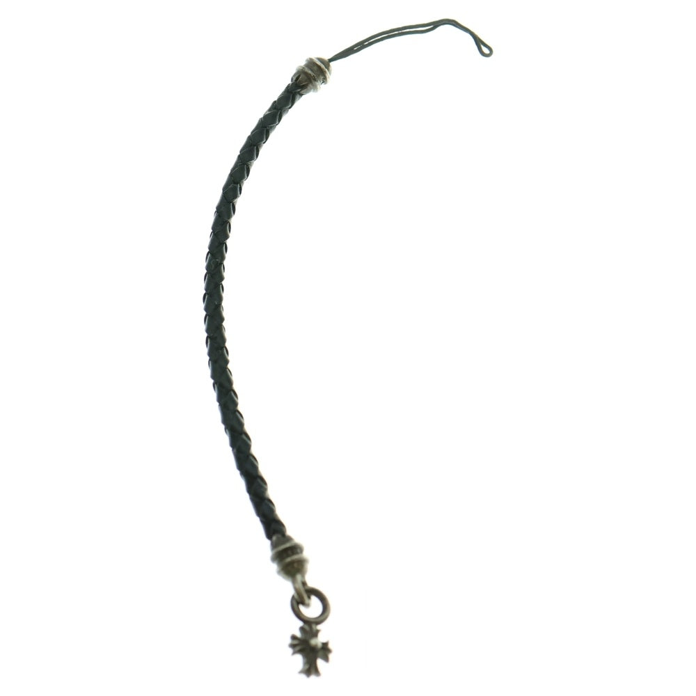 CHROME HEARTS(クロムハーツ) PHNSTRP フォンストラップ スタックチャーム付きレザー携帯ストラップ ブラック/シルバー