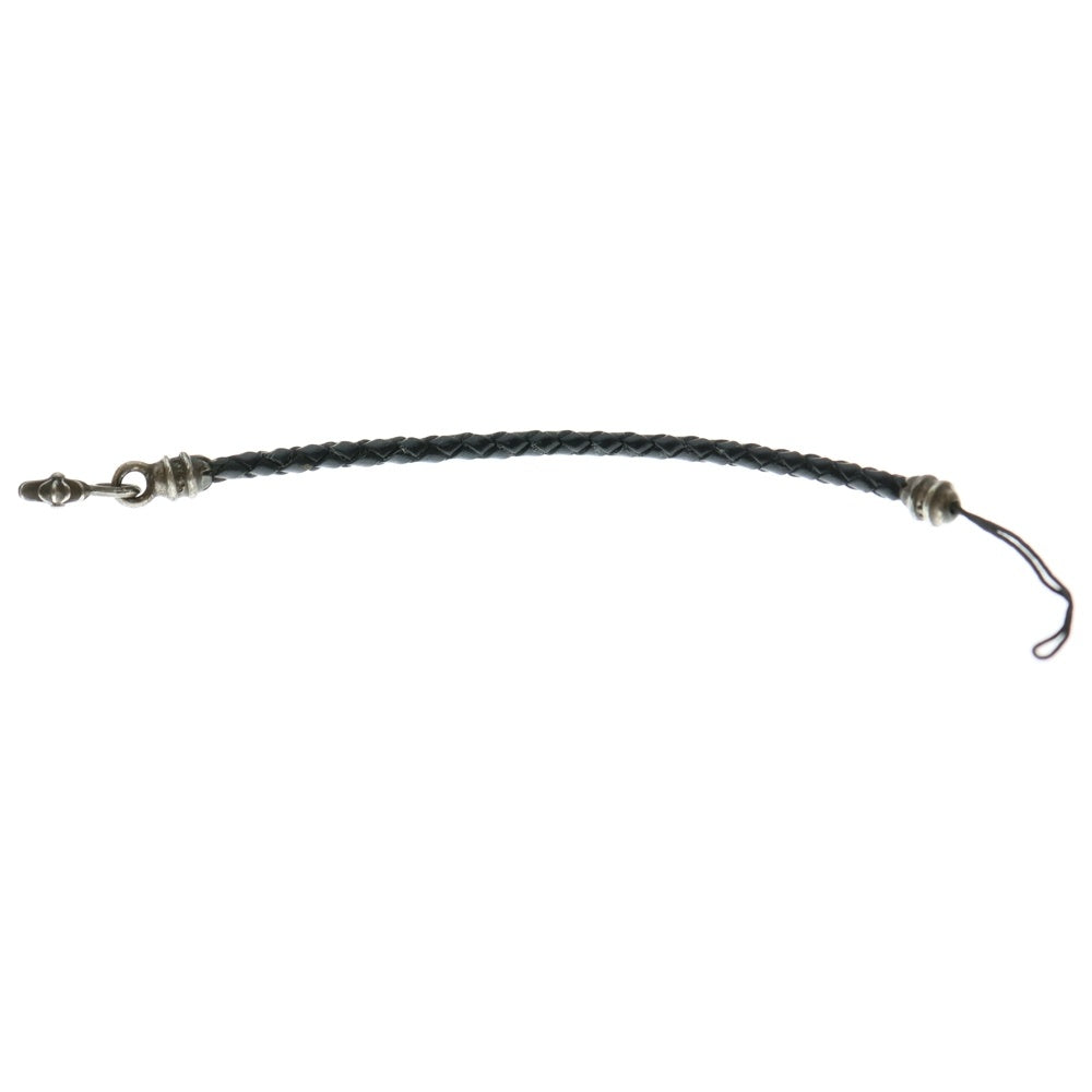 CHROME HEARTS(クロムハーツ) PHNSTRP フォンストラップ スタックチャーム付きレザー携帯ストラップ ブラック/シルバー