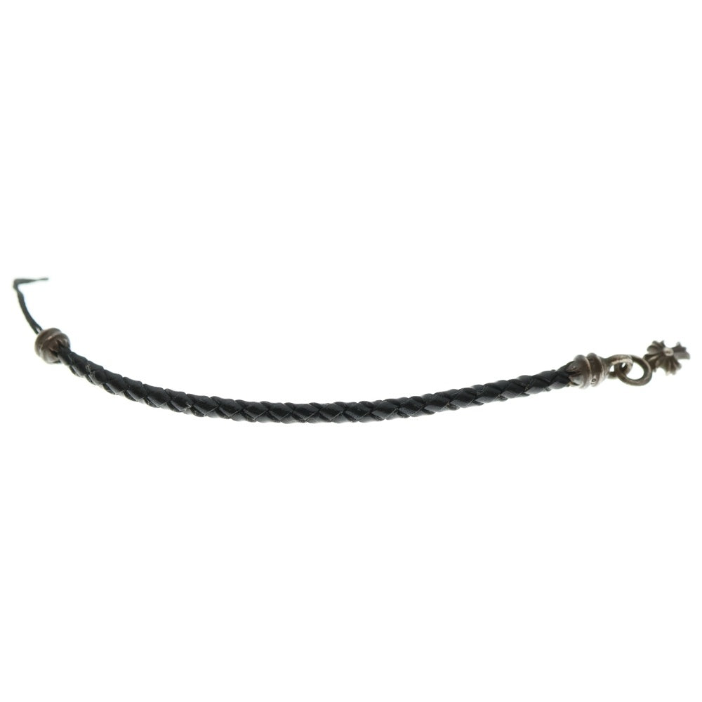 CHROME HEARTS(クロムハーツ) PHNSTRP フォンストラップ スタックチャーム付きレザー携帯ストラップ ブラック/シルバー