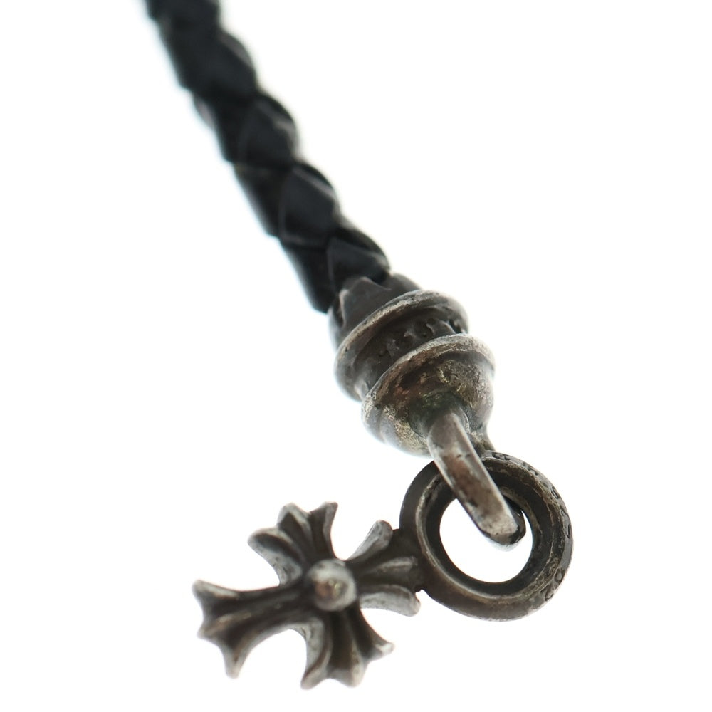 CHROME HEARTS(クロムハーツ) PHNSTRP フォンストラップ スタックチャーム付きレザー携帯ストラップ ブラック/シルバー
