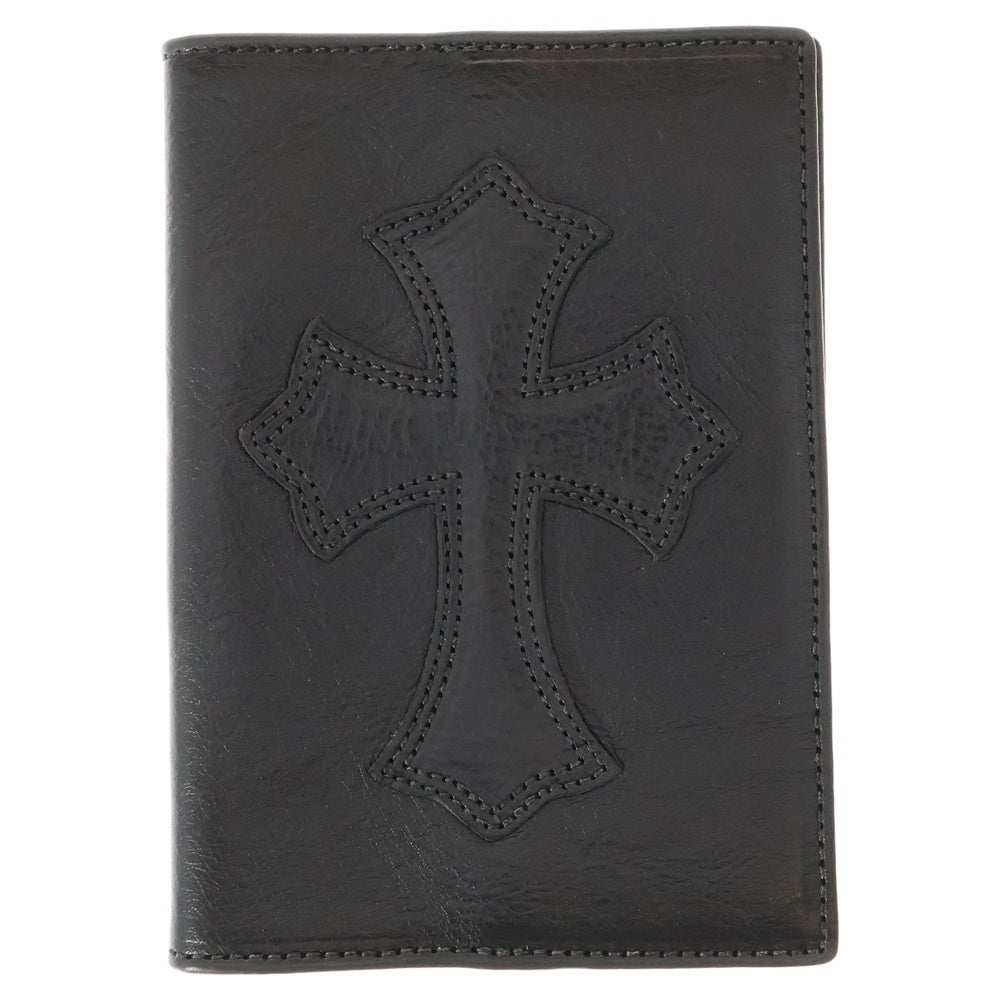 CHROME HEARTS(クロムハーツ) PASSPORT CASE クロスパッチ付きレザーパスポートケース ブラック