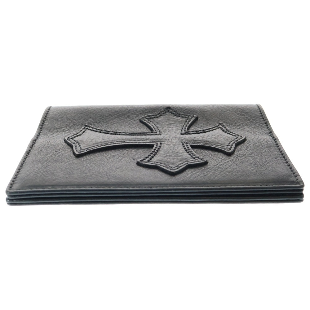 CHROME HEARTS(クロムハーツ) PASSPORT CASE クロスパッチ付きレザーパスポートケース ブラック