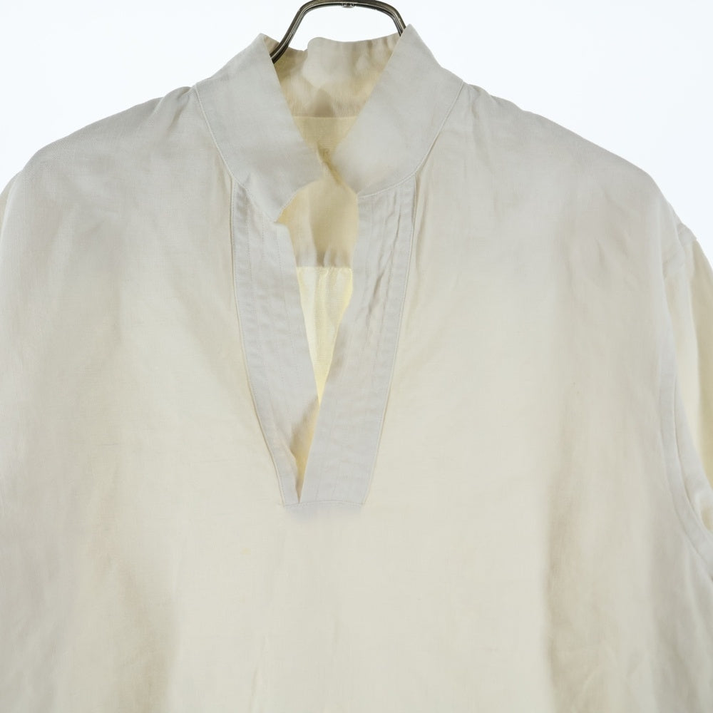 NO BRAND(ノーブランド) BOURRIENNE Paris X (ブリエンヌ パリ ディス) リネン プルオーバー 長袖シャツ アイボリー 11-207-10-020435