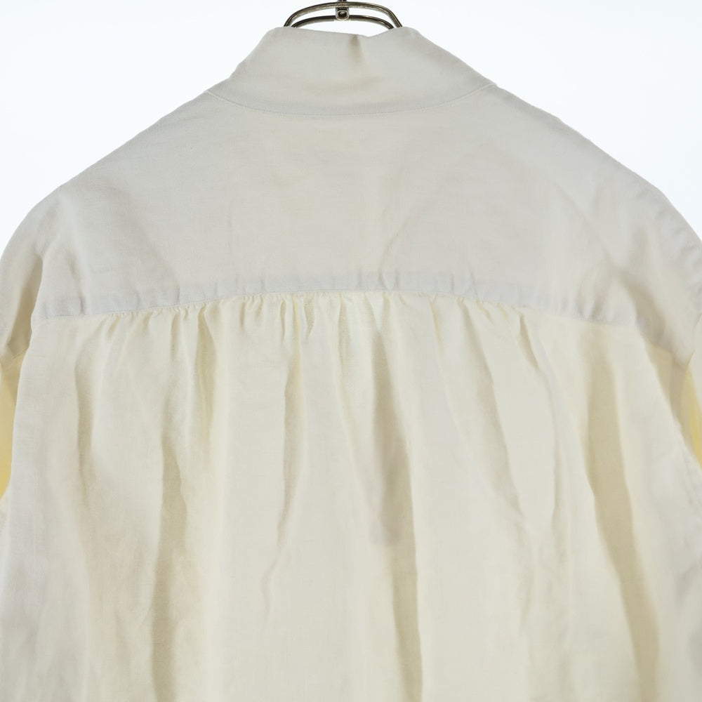 NO BRAND(ノーブランド) BOURRIENNE Paris X (ブリエンヌ パリ ディス) リネン プルオーバー 長袖シャツ アイボリー 11-207-10-020435