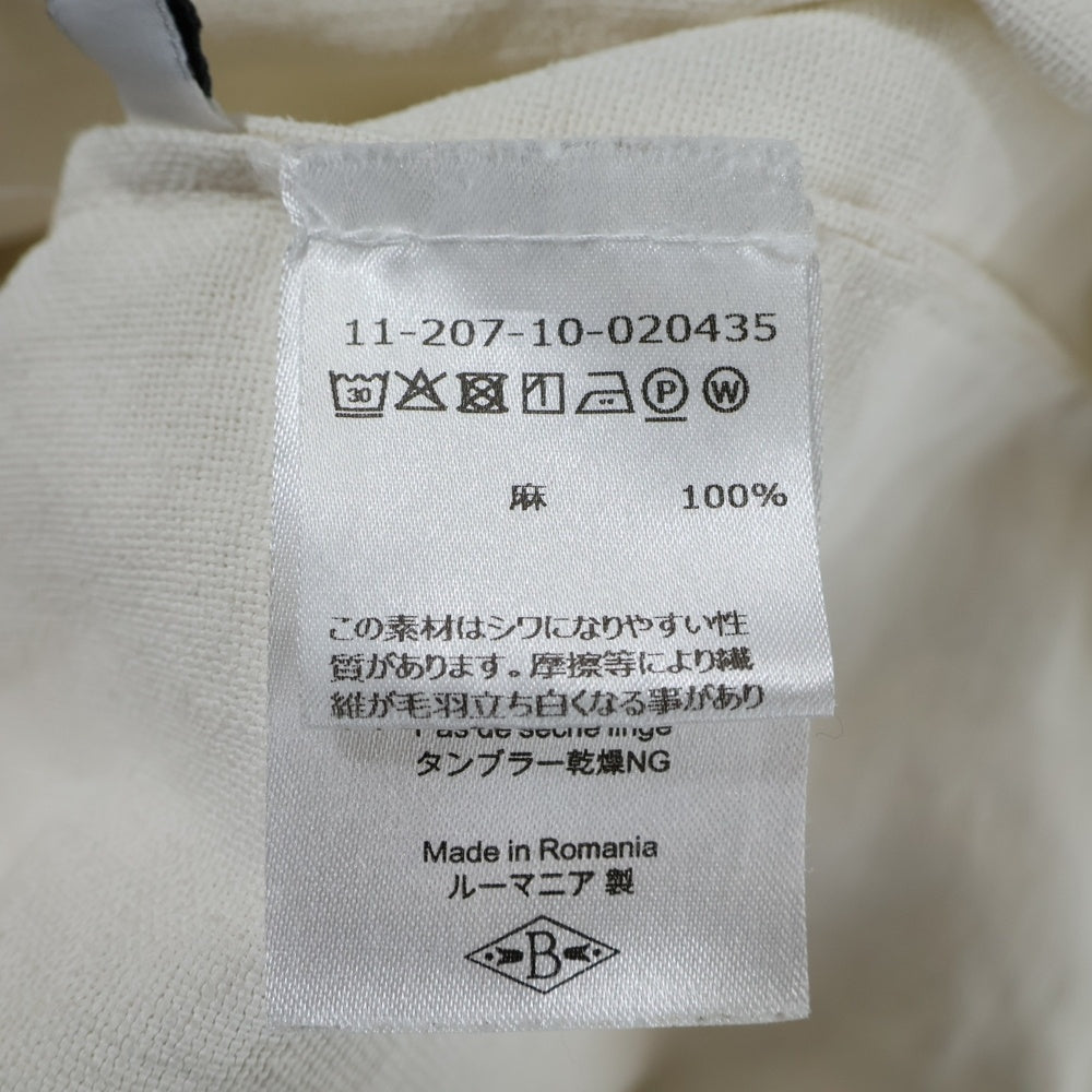 NO BRAND(ノーブランド) BOURRIENNE Paris X (ブリエンヌ パリ ディス) リネン プルオーバー 長袖シャツ アイボリー 11-207-10-020435