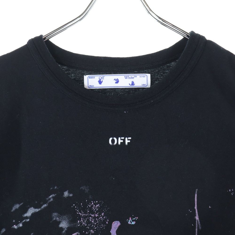 OFF-WHITE(オフホワイト) 21SS Galaxy Brushed Arrows T-Shirt ギャラクシー ブラッシュド アロー バックロゴプリント クルーネック半袖Tシャツ カットソー ブラック OMAA002G20JER008