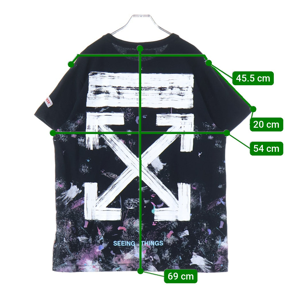 OFF-WHITE(オフホワイト) 21SS Galaxy Brushed Arrows T-Shirt ギャラクシー ブラッシュド アロー バックロゴプリント クルーネック半袖Tシャツ カットソー ブラック OMAA002G20JER008