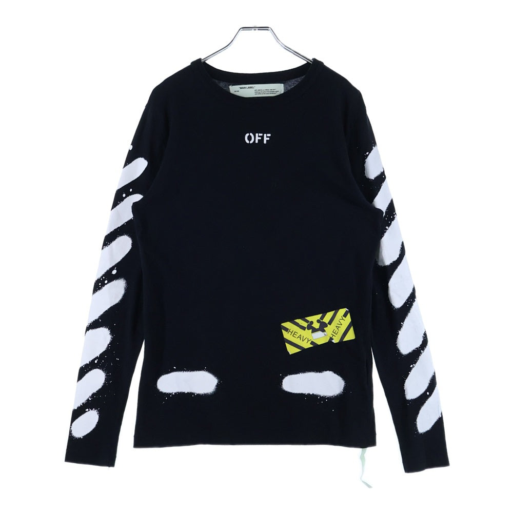 OFF-WHITE(オフホワイト) 17SS Diag Spray L/S Tee スプレープリント ロングスリーブ 長袖Tシャツ カットソー ブラック