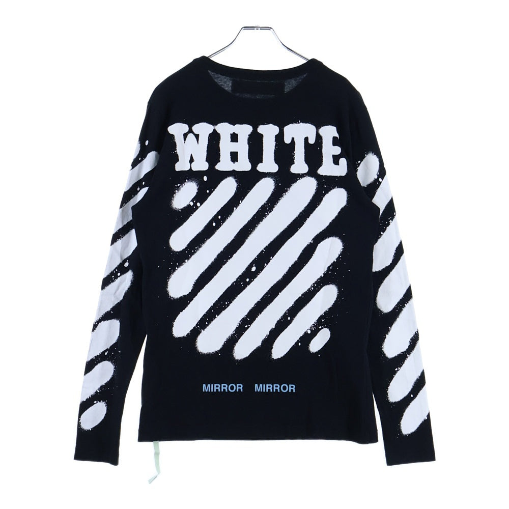 OFF-WHITE(オフホワイト) 17SS Diag Spray L/S Tee スプレープリント ロングスリーブ 長袖Tシャツ カットソー ブラック