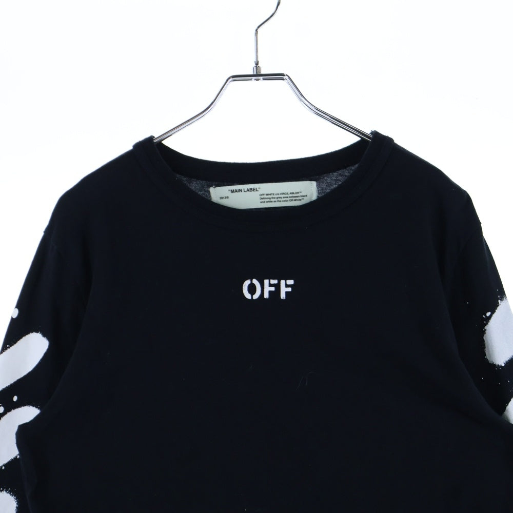 OFF-WHITE(オフホワイト) 17SS Diag Spray L/S Tee スプレープリント ロングスリーブ 長袖Tシャツ カットソー ブラック