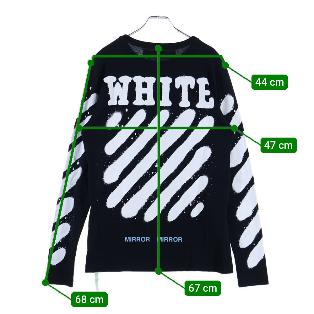 OFF-WHITE(オフホワイト) 17SS Diag Spray L/S Tee スプレープリント ロングスリーブ 長袖Tシャツ カットソー ブラック