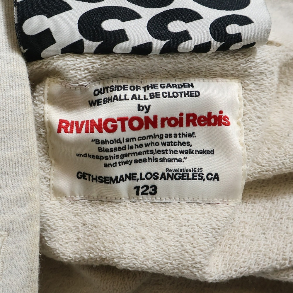 RRR123 RIVINGTON roi Rebis(リヴィントンロイレビス) COUNTLESS ACTS ZIP-UP ロゴプリント ジップアップ スウェット パーカー グレー