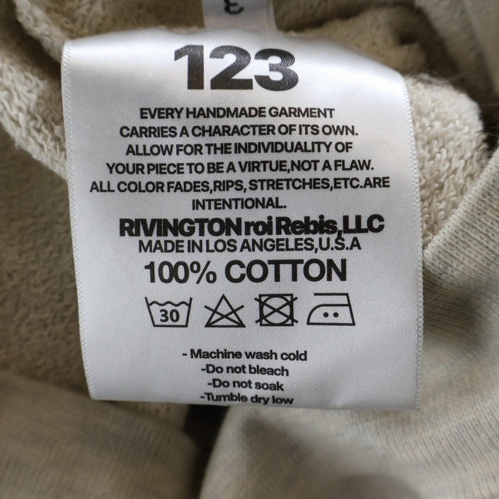 RRR123 RIVINGTON roi Rebis(リヴィントンロイレビス) COUNTLESS ACTS ZIP-UP ロゴプリント ジップアップ スウェット パーカー グレー