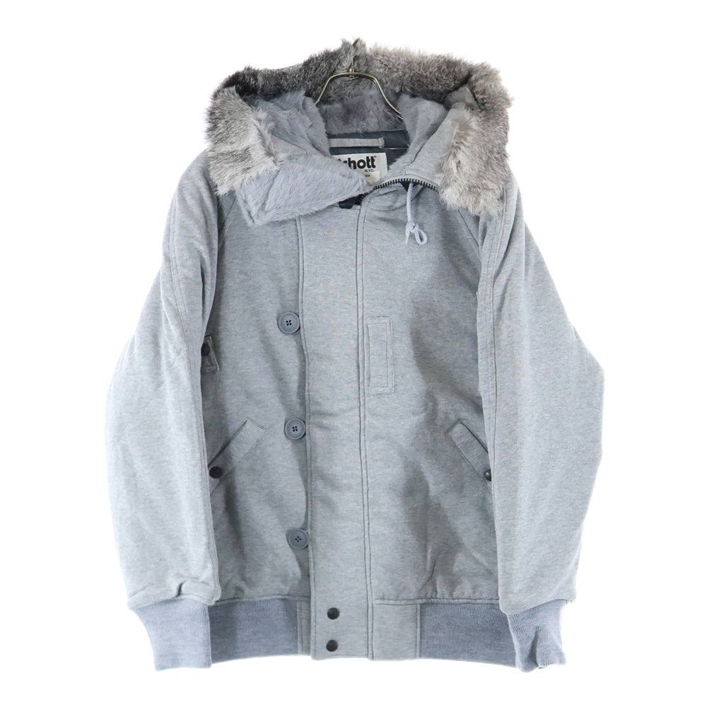 SCHOTT(ショット) ラピッドファー フルジップフード付き ジップアップ ジャケット グレー M53159