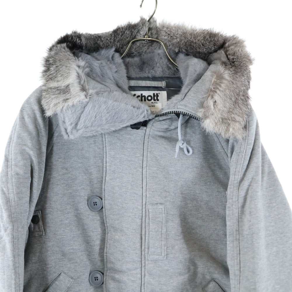SCHOTT(ショット) ラピッドファー フルジップフード付き ジップアップ ジャケット グレー M53159