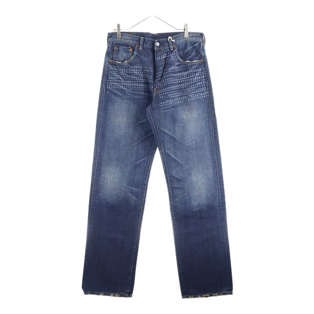 Levi's(リーバイス) ダメージ加工 ストレートデニムパンツ ジーンズ インディゴ 67502