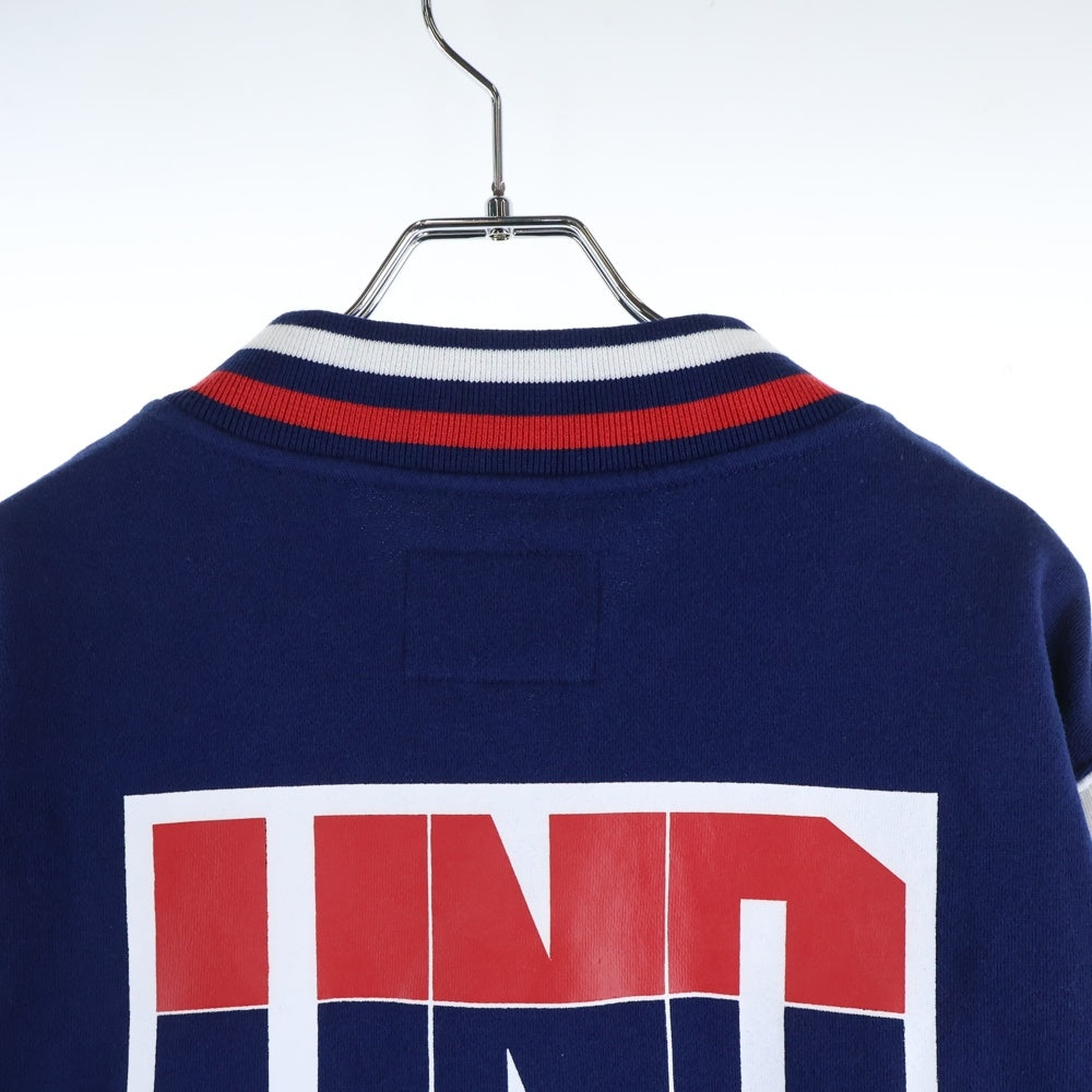 UNDEFEATED(アンディフィーテッド) コットン バックプリント ボタンダウン スタジアム ジャケット ブルゾン ブルー 315069
