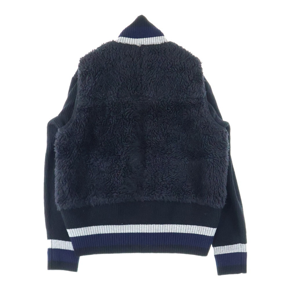 Sacai(サカイ) 20AW ボア ベストドッキング フリース ニット ジャケット ブルゾン ブラック 20-02399M
