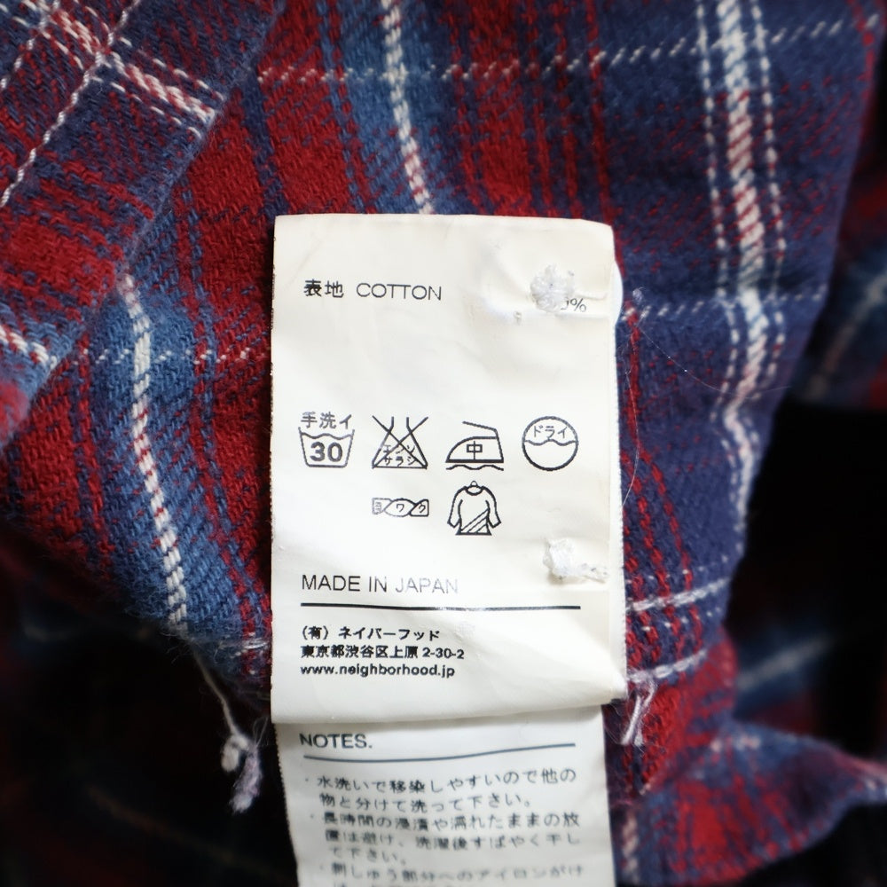 NEIGHBORHOOD(ネイバーフッド) コットン チェック 長袖シャツ レッド/ブルー 101SHNH-SHM01