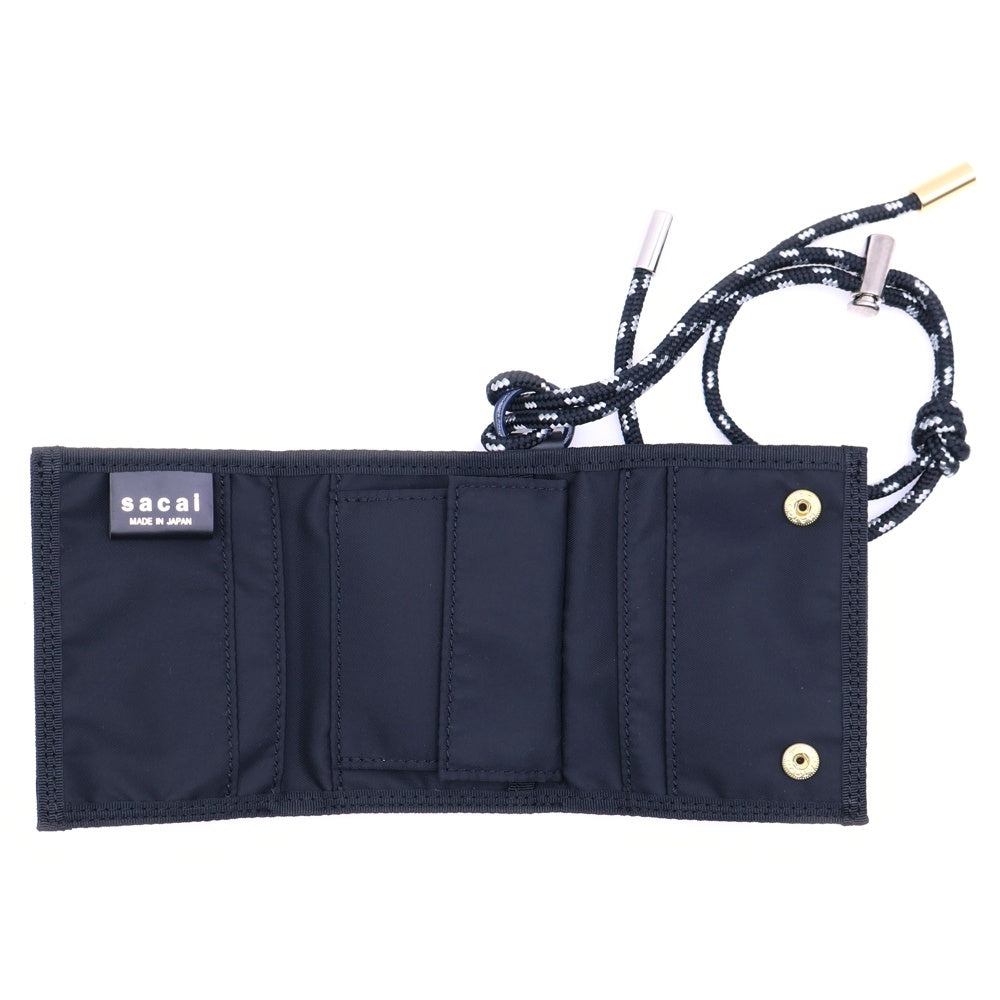 Sacai(サカイ) ×PORTER Trifold Wallet ポーター ストラップ付き ナイロン 三つ折り財布 ウォレット ブラック 2110600188