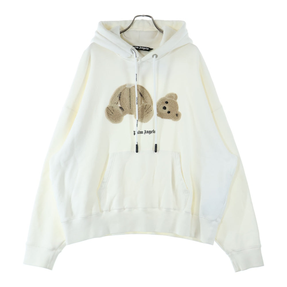 Palm Angels(パームエンジェルス) 21AW BEAR Hoodie ベア パイル スウェット プルオーバーパーカー アイボリー PMBB058C99FLE001