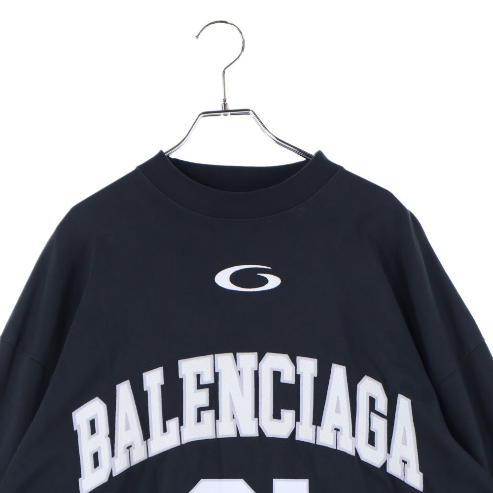 BALENCIAGA(バレンシアガ) 24SS バスケットボール ロゴ刺繍 ロングスリーブ 長袖 Tシャツ カットソー ブラック 796917 TRVW9