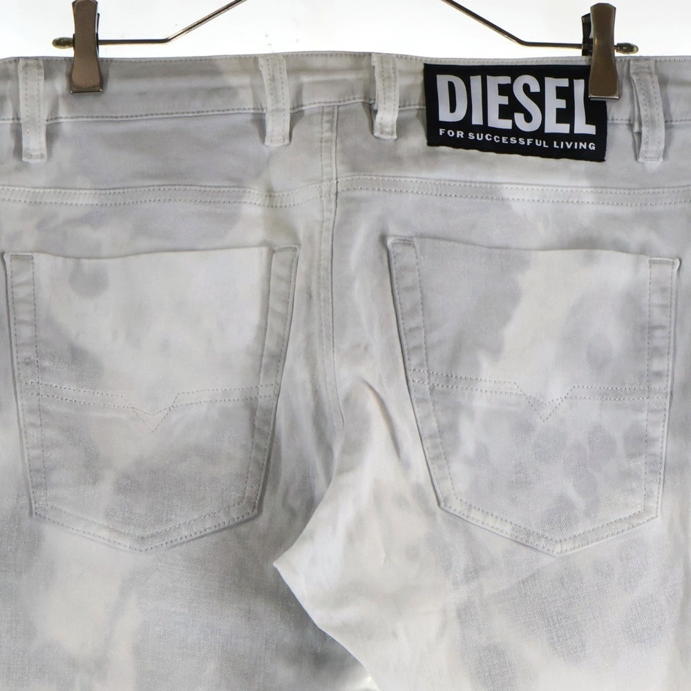 DIESEL(ディーゼル) D-LUCHIC-SP2-NE ドローストリング ペンキ加工 スキニーデニムパンツ グレー