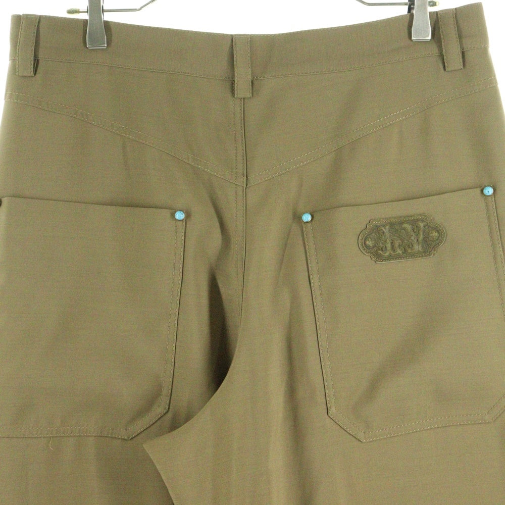 LOUIS VUITTON(ルイヴィトン) 24AW ターコイズ装飾 テーラード ウール ワークウェア ダブルニーワイドトラウザー スラックス ロングパンツ ブラウン RM242M FZC HRP88W