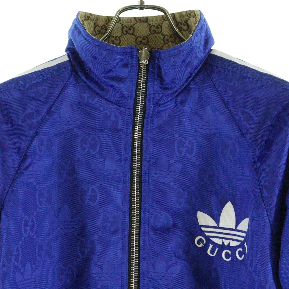 GUCCI(グッチ) 23SS ×adidas GG Canvas Reversible Jacket アディダス GGキャンバス リバーシブル ジップアップ ジャケット ブラウン/ブルー 723883 ZAKX1